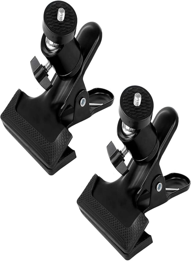 Excefore Tripod Camera Mount Clip, 2 Pcs Multi-Function Metal Clamp Holder Flash Reflector Holder Mount Clip with 1/4" Screw Ball Head for Camera Tripod/SLR/DSLR/Video Cameras/Studio Backdrop Camera